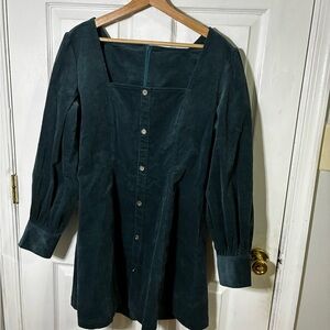 Elegant Teal Button-Down Dress